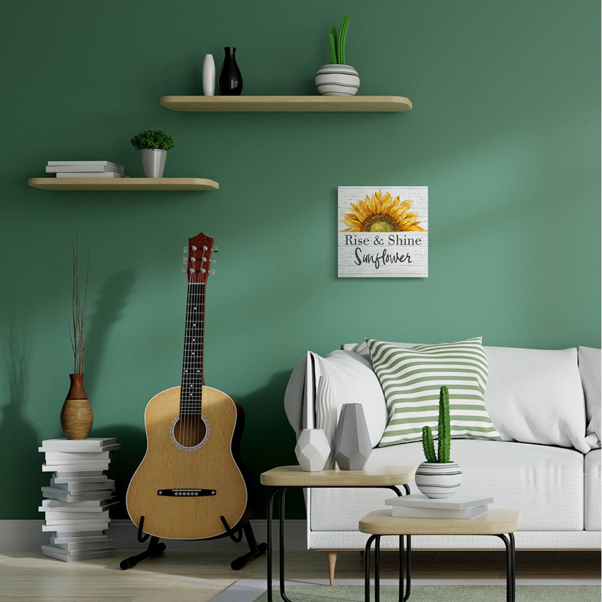 Stupell Industries Rise and Shine Sunflower Yellow Farm Floral Canvas Wall Art